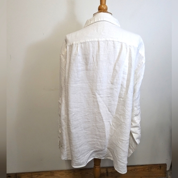 Nwt Unisex Linen Henley Long Sleeve Shirt XXL Elbow Patches Oversized Grandpa - Picture 10 of 16